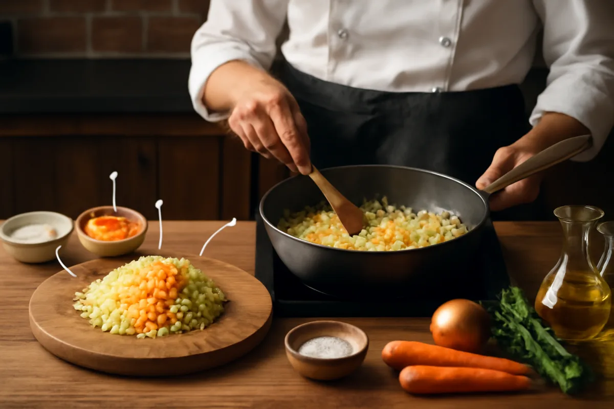 Il segreto del soffritto perfetto per cucina gourmet italiana: proporzioni e tempistiche
